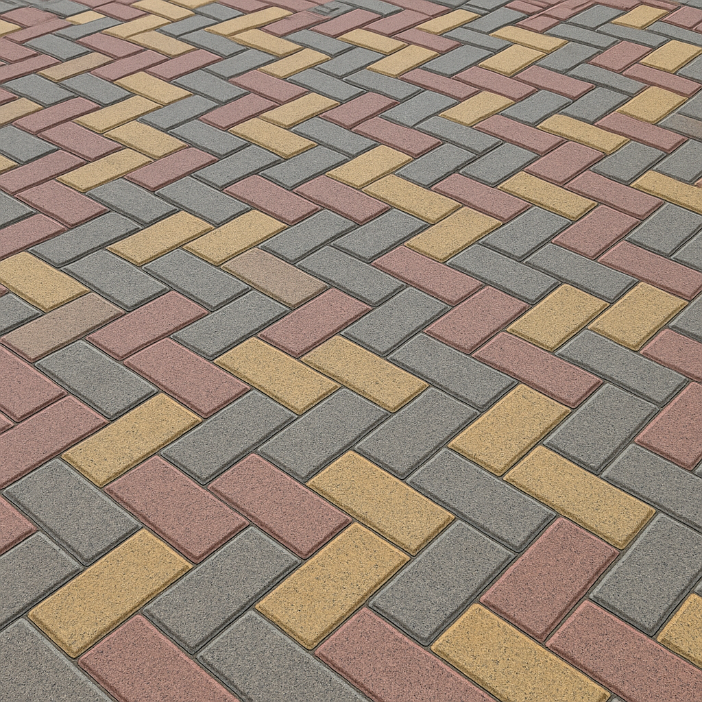 Calçamento com cores variadas